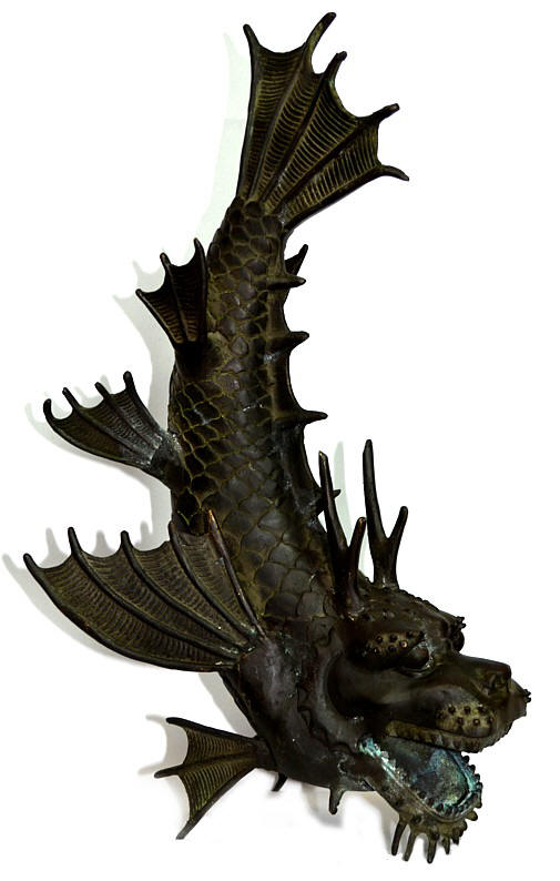 японская антикварная бронза: статуэтка-оберег Морской Дракон, 1830-50-е гг.