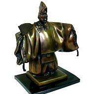 актер японского театра НО, бронзовая антикварная статуэтка