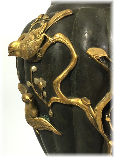 бронзовая японская ваза с рельефами, 1850-е гг., деталь
