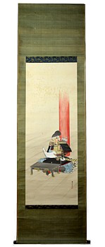 Самурай с письмом, японский рисунок на свите, 1830-е гг.