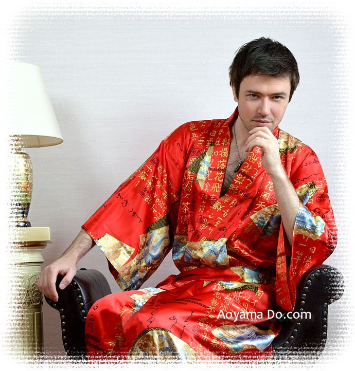 мужская одежда для дома из Японии: шелковый мужской халат-кимоно