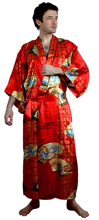 мужской шелковый халат кимоно, сделано в Японии