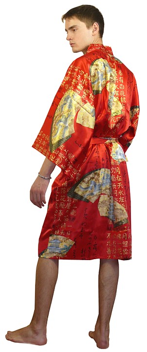 шелковый мужской халат- кимоно , сделано в Японии. Мужская одежда для дома