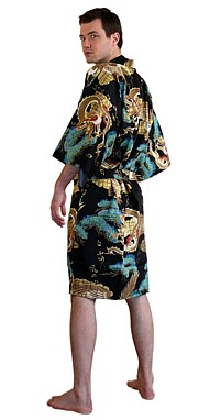 мужской короткий халат-кимоно, сделано в Японии, хлопок 100% 