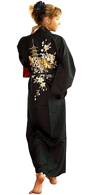 японское кимоно с вышивкой. женский халат-кимоно с вышивкой и подкладкой, Япония