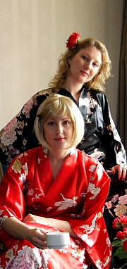 шелковый женский халат-кимоно, Япония