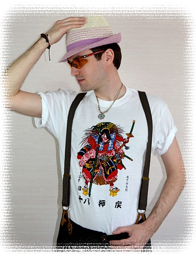 японская мужская футболка с изображениме актера театра КАБУКИ