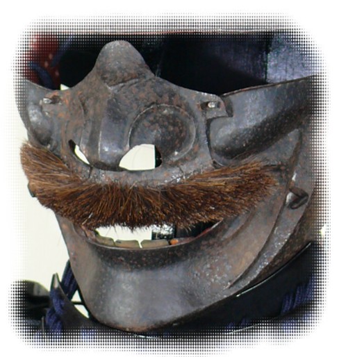 самурайский доспех эпохи Муромачи, защитная маска воина