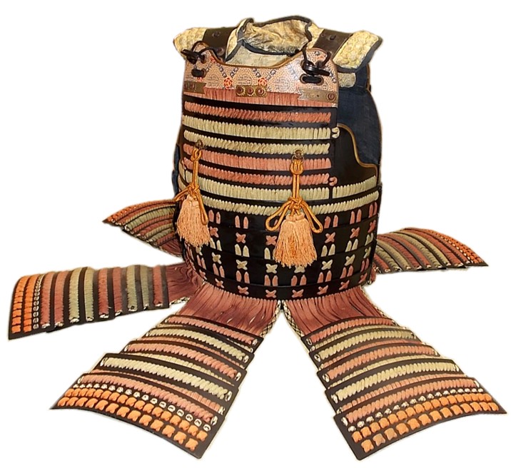кираса самурайских доспехов: металл, шелковый шнур, плетение